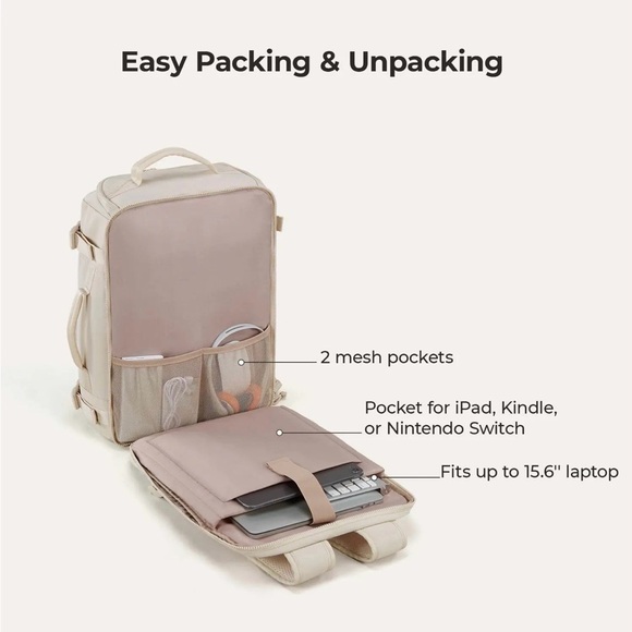 BagSmart Blast Travel Backpack 28L standard - Picture 4 of 9